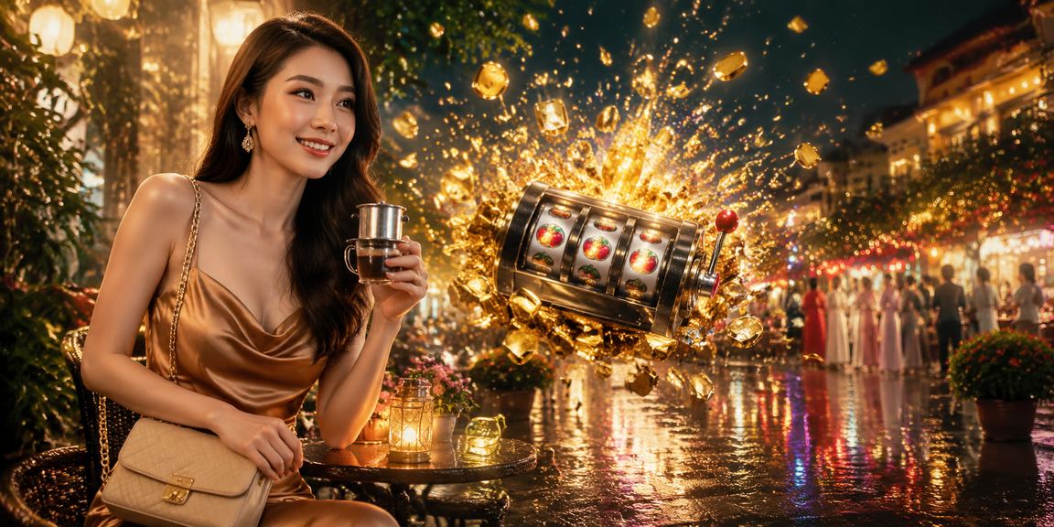 Người chơi slot game tại quán cà phê Đà Lạt trên điện thoại di động