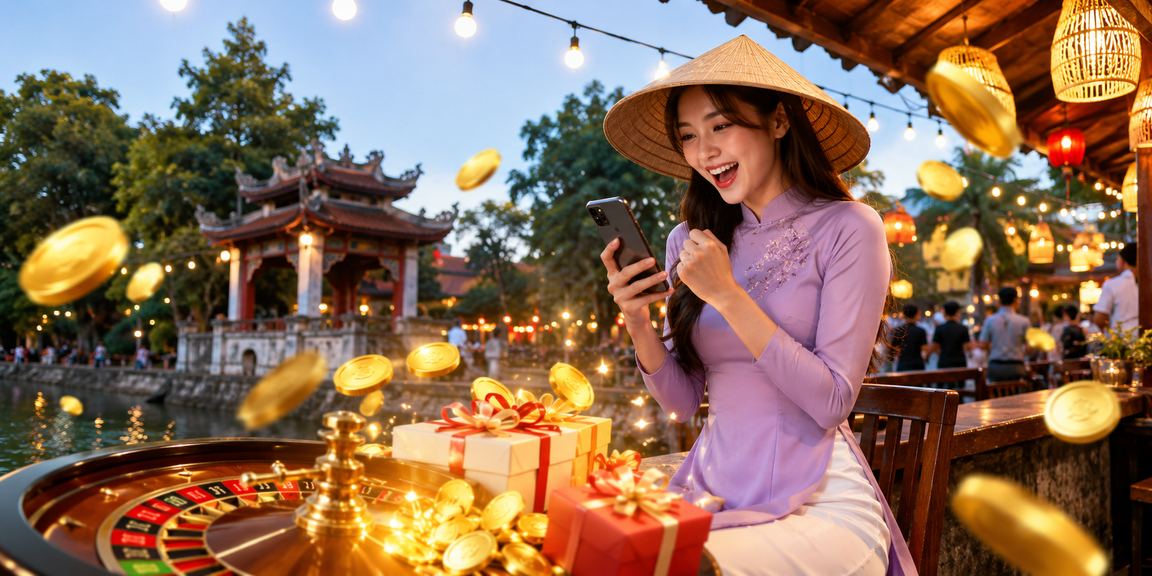 Bàn roulette tại Hà Nội kết hợp văn hóa nón lá truyền thống và casino hiện đại