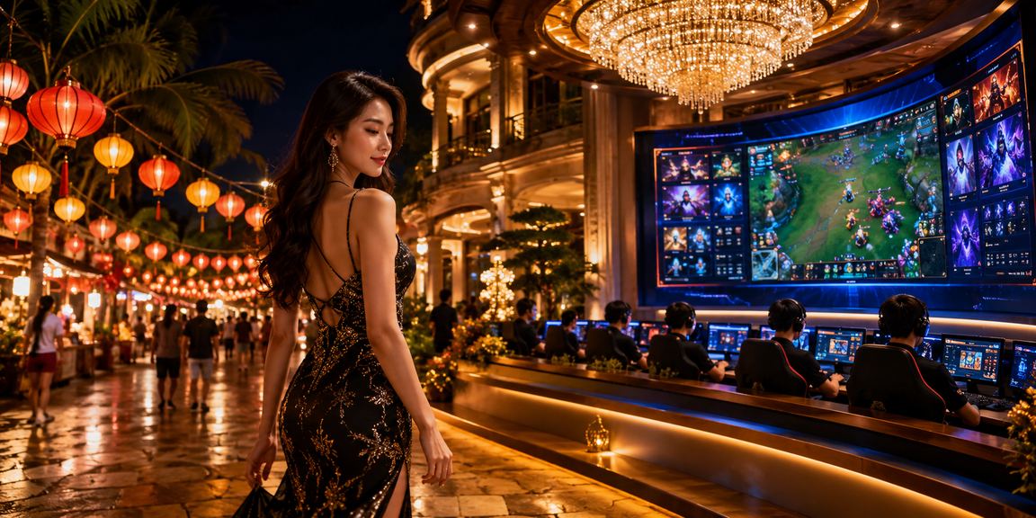 Người chơi esports tại chợ đêm Phú Quốc theo dõi kết quả cá cược trực tuyến